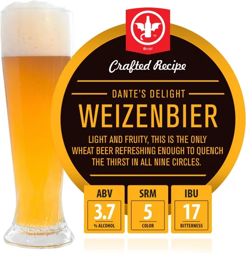 Kit de recetas de cerveza Dante's Delight Weizenbier de 2 galones – Hace un lote de cerveza artesanal elaborada con 3.7% ABV