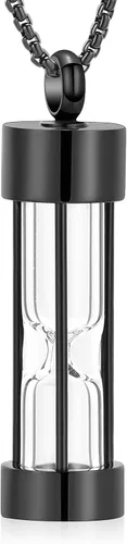 Oinsi Eternity Memory - Collar de urna de reloj de arena para cremación, colgantes de joyería para mujeres y hombres, caja de regalo + kits de