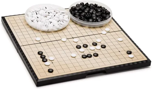 Miniatura 4 de AMEROUS Juego magnético Go de 11 pulgadas (19 x 19), juego de mesa plegable de viaje con piedras magnéticas de plástico y reglas de juego Go