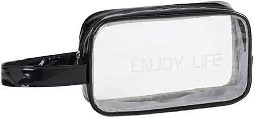 Miniatura 6 de Neceser de viaje, bolsa de aseo transparente con asa, bolsa de maquillaje impermeable para playa, viajes, gimnasio, Negro