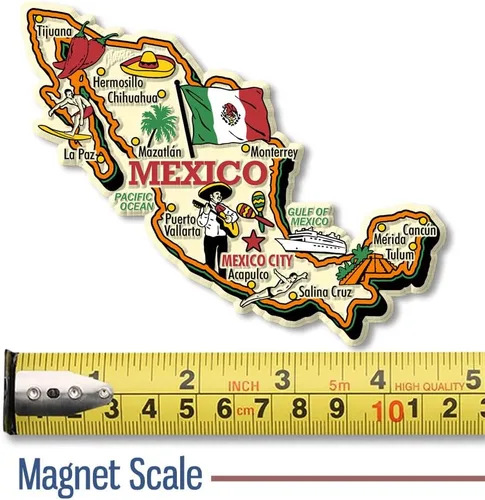 Miniatura 2 de Imán de mapa de país gigante de México por Classic Magnets, recuerdos coleccionables de goma 3D estilo vintage y regalos fabricados en los Estados