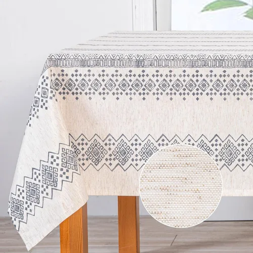 Miniatura 14 de MYSKY HOME - Mantel para mesa rectangular, impermeable, manteles de algodón suave para interior/exterior, mantel sin arrugas para mesa rectangular