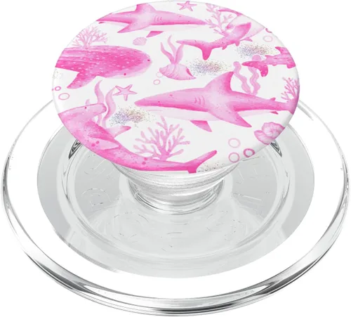 Miniatura 8 de Divertida cabeza de tiburón, cabeza de martillo, tiburón, lindo patrón de tiburón rosa, PopSockets intercambiables PopGrip