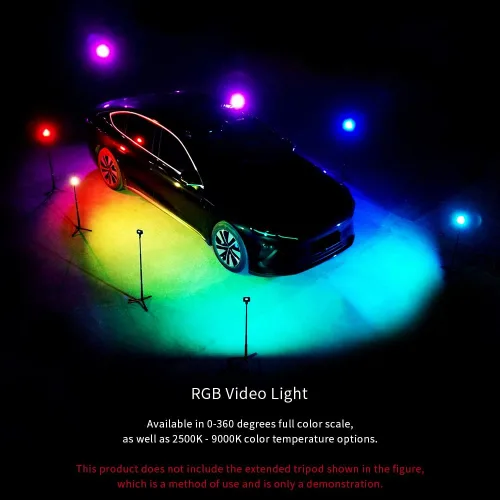 Miniatura 4 de MAXCAM Luz de video colorida RGB en la cámara, 0-360 grados a todo color, opciones de temperatura de color 2500K - 9000K, lámpara de atmósfera