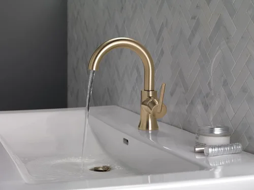 Miniatura 2 de Delta Faucet Trinsic Grifo de Baño de Un Solo Orificio, Grifo de Lavabo de Baño Dorado, Grifo de Baño de Una Sola Manija, Tecnología Diamond Seal