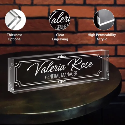 Miniatura 4 de Placa de nombre personalizada para escritorio, placas de nombre grabadas personalizadas para hombre, regalos del día del jefe para jefe, decoración