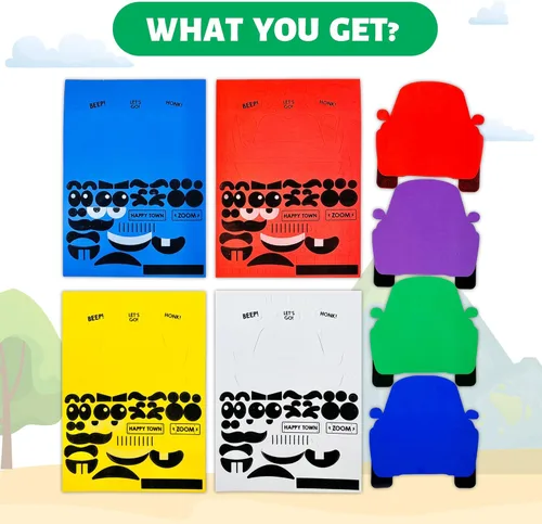 Miniatura 3 de VKPI Kit de regalo de 4 piezas de espuma EVA, creativo para hacer tus propios autos, proyectos de manualidades de papel de espuma de dibujos Coches