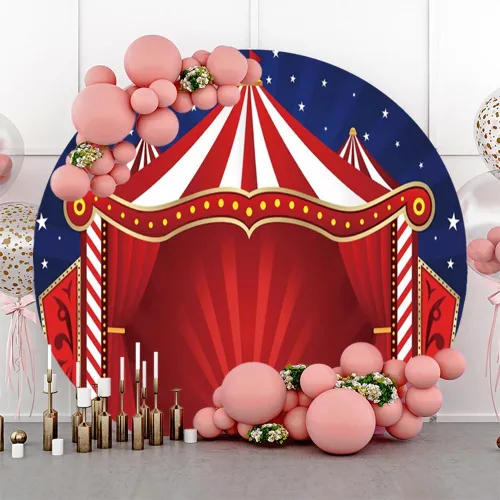Miniatura 2 de Renaiss Carpa de circo redonda de 3 x 3 pies para sesión de fotos, para niños y niñas, retrato, carpa roja, cielo estrellado, círculo, fotografía