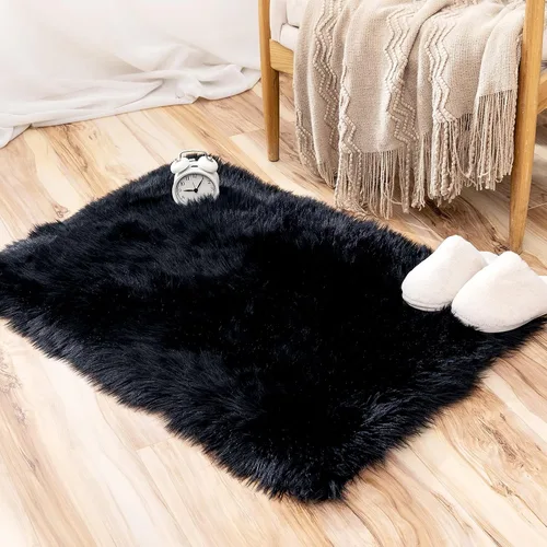 Miniatura 16 de MIULEE Alfombra de Piel de Oveja Sintética de 3 x 5 Pies, Alfombras de Área Mullidas de Lujo - Alfombra Decorativa Shag Súper Suave para Dormitorio