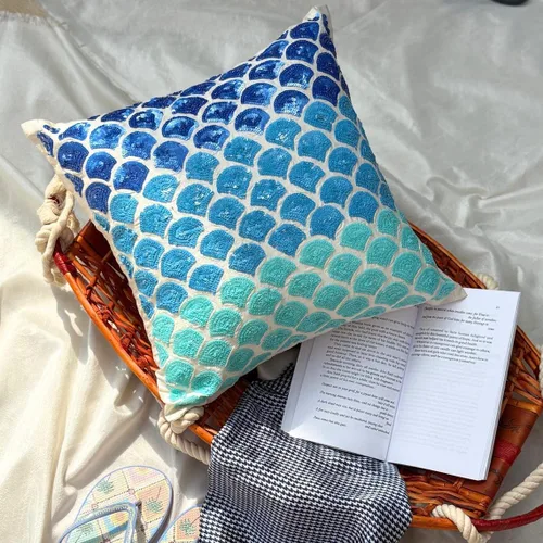 Miniatura 4 de The HomeCentric Funda de almohada personalizada, fundas de almohada decorativas, 14 x 14 pulgadas (13.8 x 13.8 in), color azul, fundas de almohada