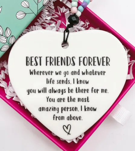 Miniatura 2 de Susie Arts Adorno de cerámica Corazón Recuerdo Porcelana Apreciación Positividad Afirmación Motivacional Memorial Cita Amigos Familia Mejores Amigos