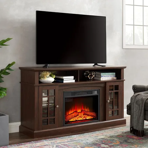 Miniatura 11 de Farmhouse Classic Media - Soporte de TV antiguo para TV de hasta 50 pulgadas con espacio de almacenamiento abierto y cerrado