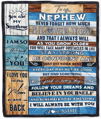 Miniatura 33 de Manta personalizada con texto en inglés «To My Nephew from Aunt Uncle Auntie I Love You Hugs» (texto en inglés) con texto en inglés «To My Nephew»