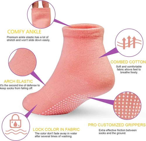 Miniatura 6 de GRPSKCOS Calcetines Antideslizantes para Bebés 12 Pares Calcetines Antideslizantes para Niños Pequeños de 0-7 Años Infantes Niños Pequeños Niños