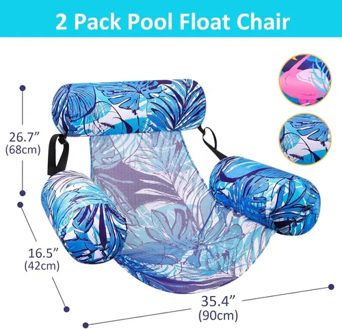 Miniatura 8 de Silla flotante inflable para piscina, paquete de 2 flotadores de piscina para adultos, resistentes, sillas flotantes de agua, flotadores inflables