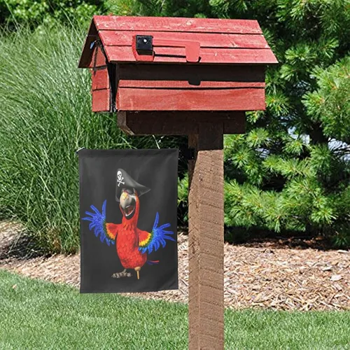 Miniatura 9 de Bandera de jardín pirata de loro de 12 x 18 pulgadas, bandera de brisa exterior para patio, decoración de habitación interior, cartel de granja