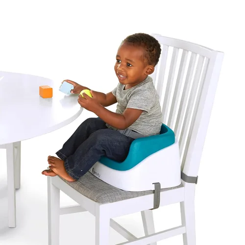 Miniatura 9 de Asiento elevador SmartClean Toddler Booster de Ingenuity para mesa de comedor con correas de arnés de 3 puntos, azul pavo real