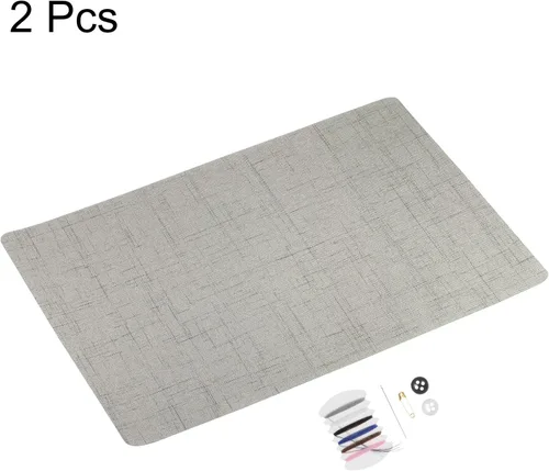 Miniatura 3 de HARFINGTON 2 parches de reparación de tela de 7.8 x 11.8 pulgadas, parche autoadhesivo de lino fino para sofá, ropa, cojín, almohada, color gris