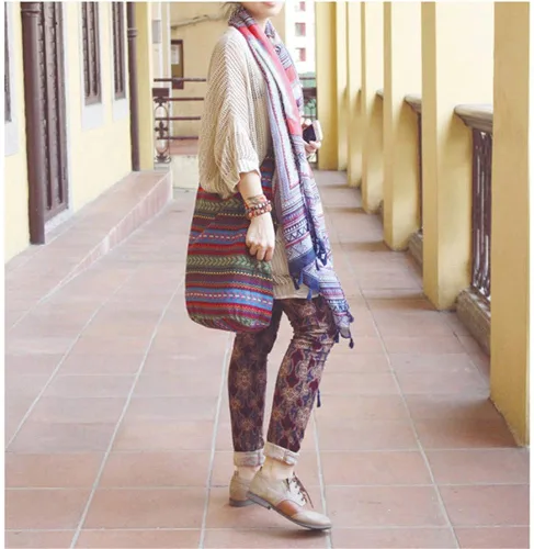 Miniatura 4 de KARRESLY - Bolso bandolera de algodón bohemio, estilo hippie, hecho a mano