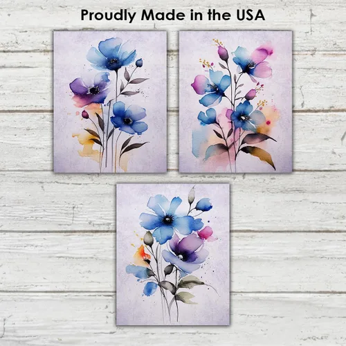 Miniatura 6 de Vintage Wild Blue Flowers Botanical Wall Art - Give Your Home A Touch of Elegance With Plant Pictures Wall Art, Unframed Set of 3, 8x10 Botanical
