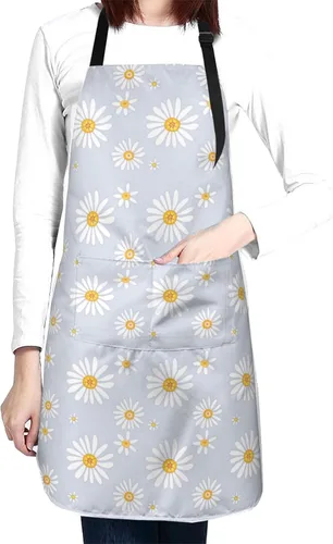 Miniatura 23 de Perinsto Waterproof Apron With 2 Pockets Kitchen Chef Aprons Bibs For Cooking Baking Painting Gardening Grooming