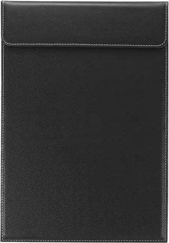 PATIKIL Portapapeles de piel sintética A4 de 13 x 9.1 pulgadas, organizador de folio de negocios negro, para currículum, soporte para carpetas de