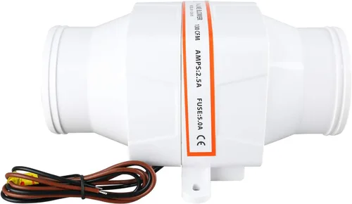 Miniatura 5 de YaeMarine Ventilador en línea de 3 pulgadas 12 V en línea soplador de aire de sentina marina eléctrico 130 CFM blanco para barco marino