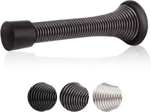 Miniatura 11 de HOMOTEK Paquete de 30 topes de puerta de resorte con parachoques de goma níquel satinado de 3-1/8 pulgadas, resorte flexible resistente, tope