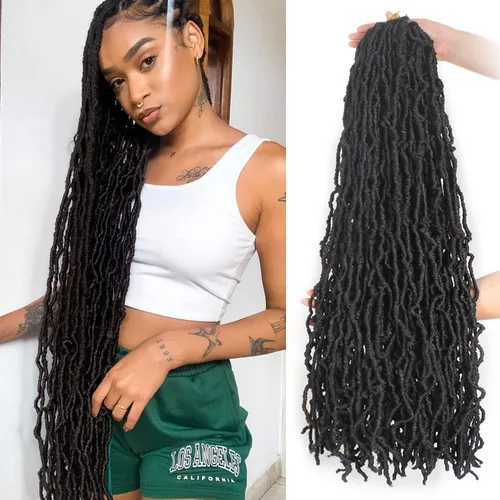ZRQ Extensiones de cabello sintético de ganchillo de 36 pulgadas, 3 paquetes, color negro natural, preenlazadas, largas, de diosa, sintéticas, 1b#