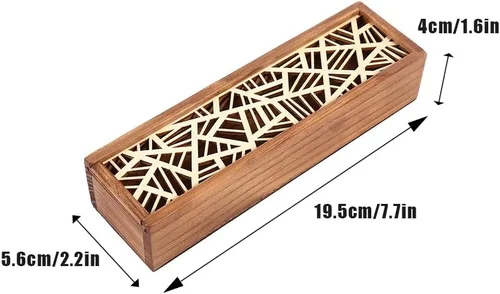 Miniatura 7 de Joyzan Caja de madera para bolígrafos, estuche de almacenamiento de lápices de madera, organizador retro, funda extraíble, soporte para bolígrafo