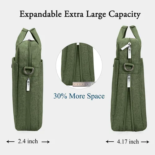 Miniatura 5 de Voova - Bolso para laptop de 15, 15.6, 16 pulgadas, funda para computadora con bandolera, maletín expandible impermeable para negocios para hombres