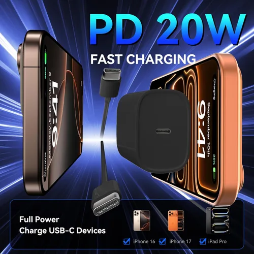 Miniatura 6 de Cargador para teléfono 17, 16, 15 Pro, carga rápida, 20 W, USB C, bloque de carga rápida con cargadores tipo C de 6.6 pies de largo, cable de carga