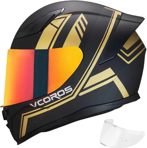 Miniatura 14 de VCOROS Casco integral para motocicleta, unisex, para adultos, aprobado por DOT, WS-609, casco de carreras de moto de calle