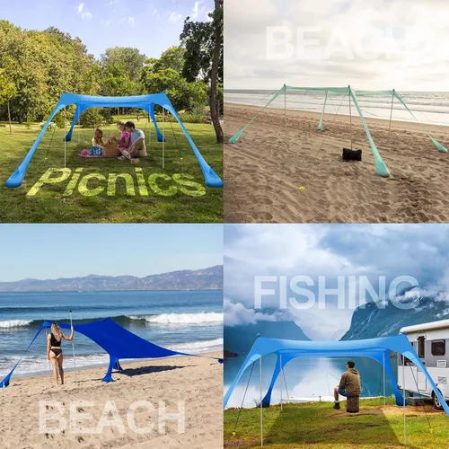 Miniatura 6 de Buheco - Tienda de campaña de playa, toldo desplegable de 7 x 7.5 pies, refugio solar UPF50+ con 4 postes plegables, bolsa de transporte portátil