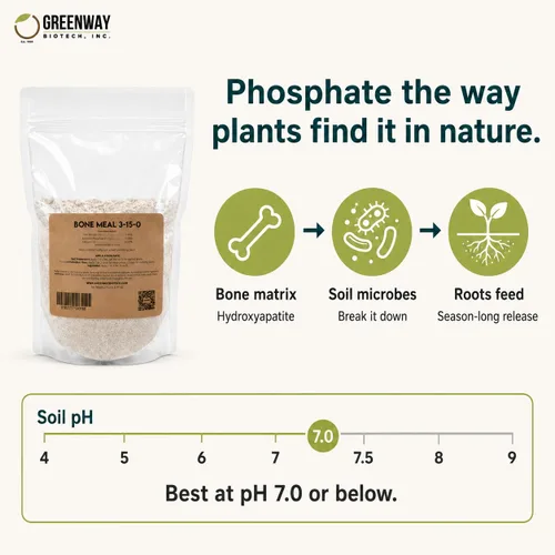 Miniatura 3 de Greenway Biotech, Inc. Fertilizante de harina de huesos 3-15-0 más 24% de calcio para el fuerte desarrollo de raíces de las plantas, fuente