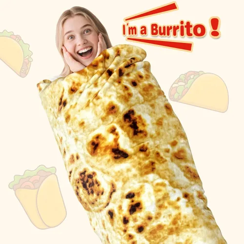 Miniatura 2 de CASOFU - Manta gigante con diseño de burritos de tortilla de harina, manta novedosa de doble cara para tu familia, manta de taco de franela suave