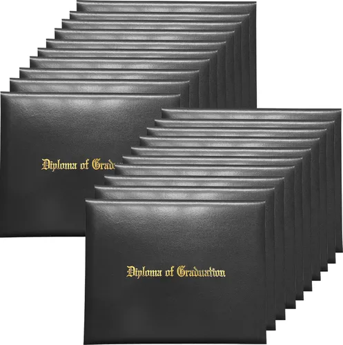 Miniatura 32 de MyGradDay Cubierta de diploma impresa 8.5x11 titular del diploma de graduación cubierta de cuero liso tamaño carta negro