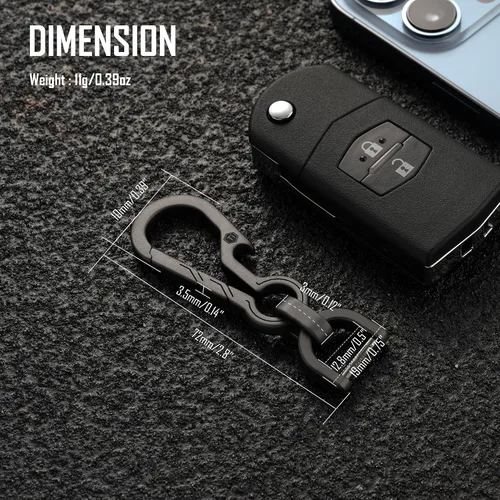 Miniatura 4 de KeyUnity KM14BK Titanium EDC Abridor de botellas Llavero Clip con anillo D y anillo dividido de titanio KA02BK BundleV