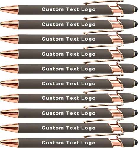 Miniatura 18 de Bolígrafos grabados personalizados a granel, personalizados con nombre/logotipo, tinta negra o azul, escritura suave para oficina, negocios, Negro