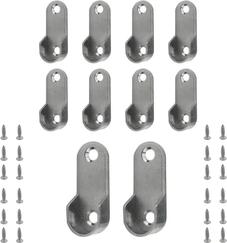 JianLing 10pcs 0.669x1.850 in Aleación de zinc Oval Armario Rod End Soportes con tornillos Fit 0.630x1.181 in Oval Rod Armario Soporte Metal Rod