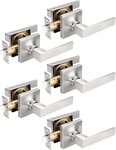 Miniatura 23 de Mengico Paquete de 1 manija de puerta de paso interior negro mate, mango resistente sin bloqueo para puertas de armario y pasillo, reversible