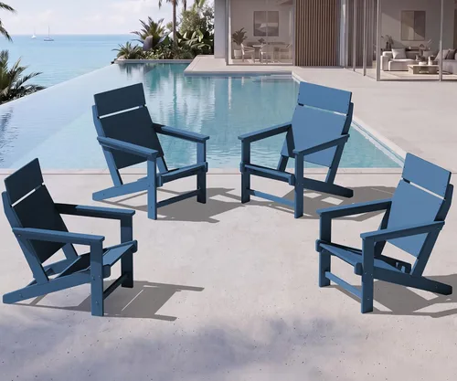 Miniatura 17 de SERWALL Sillas Adirondack modernas, sillas Adirondack HDPE sin tablas, respaldo sólido sillas de plástico para exteriores, textura similar a