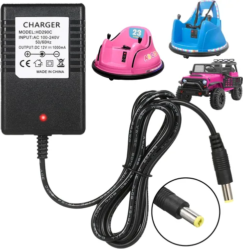 Cargador de 12 V para Kidzone Bumper Car, Cargador de batería de 12 V para juguetes de paseo, cargador para carro eléctrico de niño, cargador de