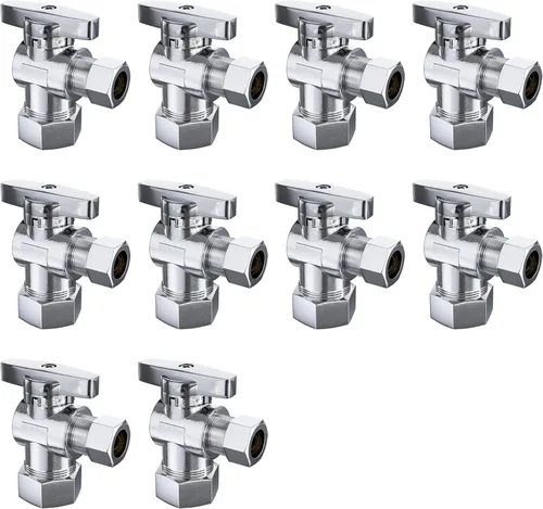 Miniatura 9 de 10 piezas de válvula de parada recta de compresión Pex x 3/8 pulgadas OD, 1/2" Pex x 3/8" OD válvula de cierre recta de compresión, latón sólido