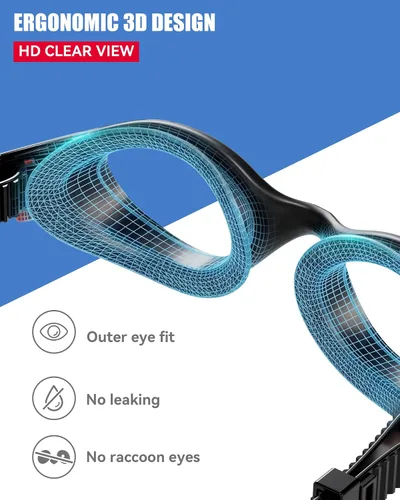 Miniatura 5 de Aegend Gafas de natación antivaho sin fugas para adultos, hombres y mujeres claro negro