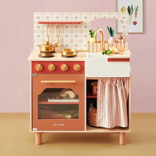 Tiny Land Cocina de Juego, Juego de Cocina para Niños, Cocina de Juguete para Niños Pequeños con Juego de Cortar Alimentos, Juegos de Cocina de