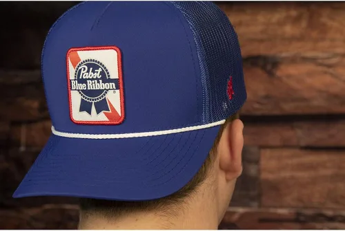 Miniatura 6 de HOOEY Gorra de camionero ajustable con cierre de malla y espalda de malla con licencia oficial de Pabst Blue Ribbon
