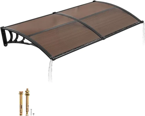 Miniatura 15 de VEVOR Toldo para puerta de entrada, toldo de puerta de ventana de 24 x 24 pulgadas con drenaje y soporte de ABS, cubierta de policarbonato