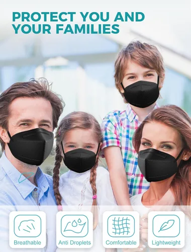 Miniatura 6 de TOPMAX Mascarillas KN95, paquete de 50 unidades, 5 capas, transpirables, eficiencia de filtro ≥95%, protección contra el polvo, mascarillas Adulto