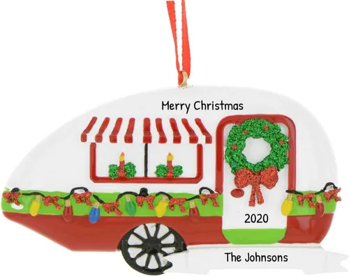 Miniatura 14 de Adornos de campamento personalizados 2025 – Adorno Airstream para caravana, remolque, Airstream, adorno de Navidad, tren, adornos de Navidad 2025